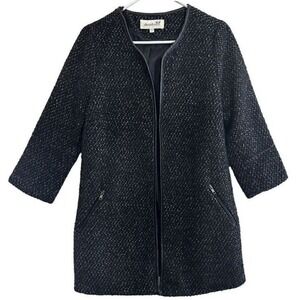 Daniel Rainn Tweed Jacket Blazer Career Wear Full Zip Black Women's Size Small